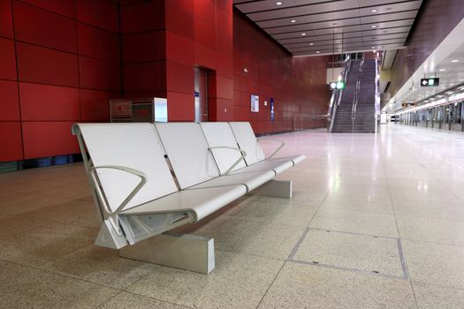 seat in train station