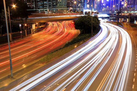 road in city at night