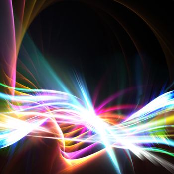 A glowing rainbow colored fractal design that works great as a background or backdrop.