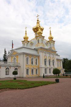 Peterhof Palace. Peterhof ("Peter's Court/Garden") is a series of palaces and gardens, laid out on the orders of Peter the Great, and sometimes called the "Russian Versailles".