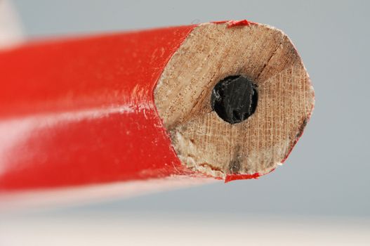 Close up  of top red wooden pencil 
