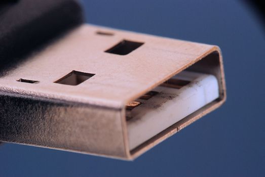 Close up plug usb cable connector to computer 