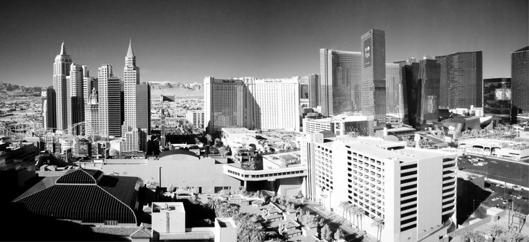 Panoramic infrared view of Las Vegas Strip skyline with the new city center on the right