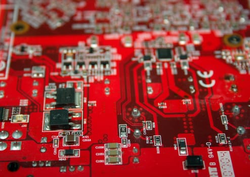 Computer board. A background, macro. Shallow DOF