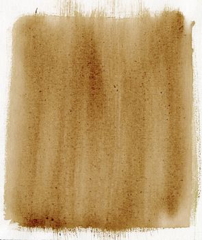 light brown watercolor painted abstract on white artist canvas, selfmade by photographer