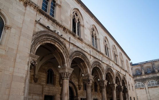 A old historic looking building facade in Dubrovnik