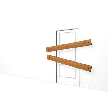 door closed with wooden planks - 3d illustration