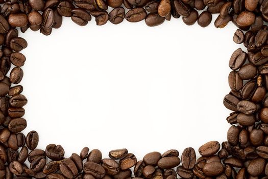 white background for text surrounded by coffee beans