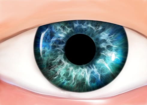 Illustration of a cartoon eye close up