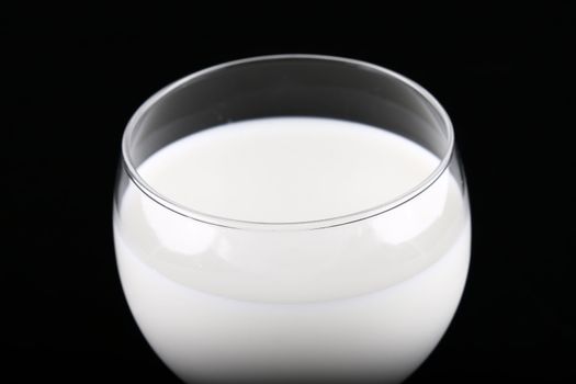 glass of milk isolated on black background