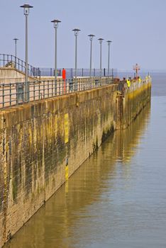 The harbour wall at Portishead in the Severn estuary