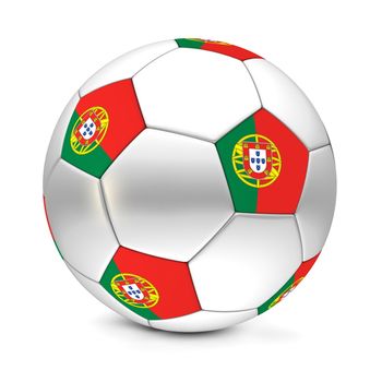 shiny football/soccer ball with the flag of Portugal on the pentagons