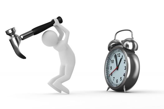 Alarm clock repair. Isolated 3D image on white