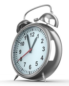 Alarm clock on white background. Isolated 3D image