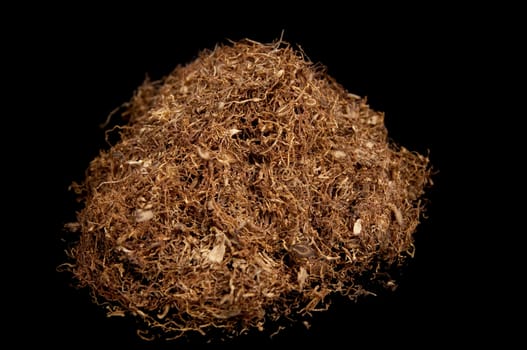 Rolling snuff with black background and isolated