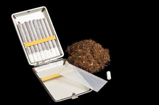Rolling snuff with black background and isolated