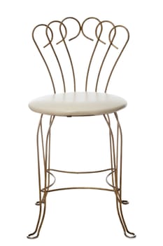 wrought iron old-fashion chair, white background