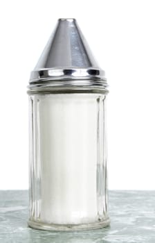 transparent glass and stainless sugar container 