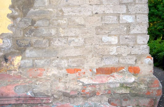 Old wall of the thrown house. A texture