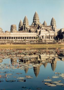 A front view of the main temple at the Angkor Wat, Cambodia in Landscape