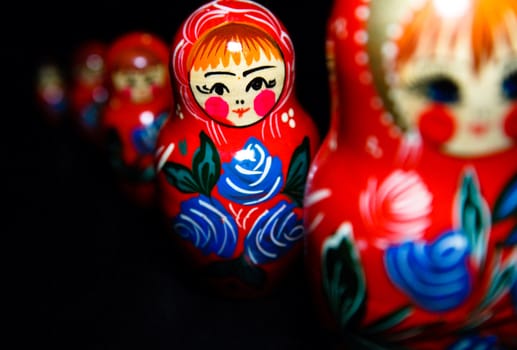 Russian national babushka matroschka on black background