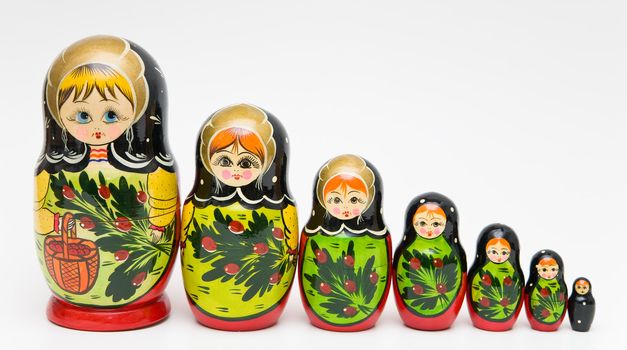 russian matryoshka doll on white background