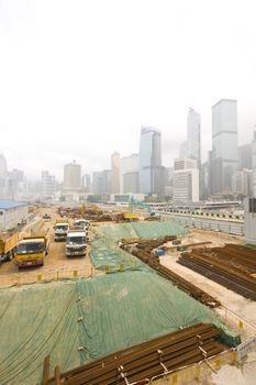 It is a wide shot of construction site