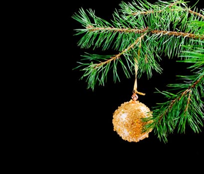 Christmas tree ornaments  on dark background 