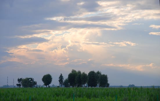  sunset. Beautiful sky, Marcinkowice, Poland.