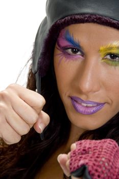 close up of female model in boxing pose