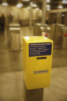 Ticket machine in Oslo underground. This is the old machines, as the new system has been delayed several years and has proven very costly.