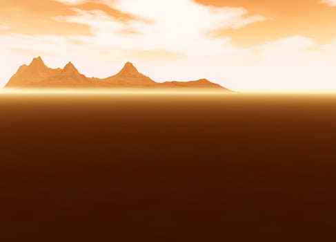 Distant Mountain on Horizon Landscape Desert Scene Lots of Room For Text