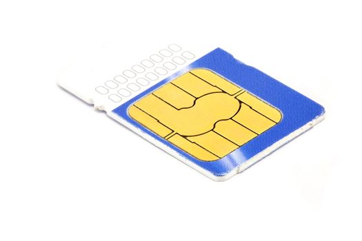 Blue and white sim card isolated
