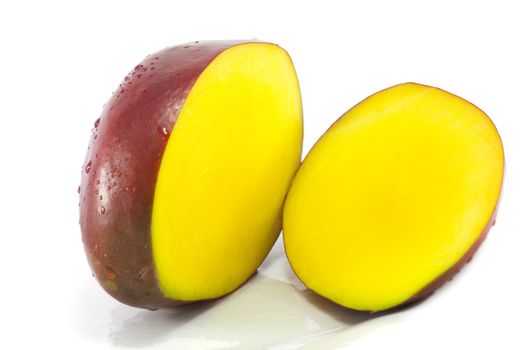 Sliced mango, isolated on white