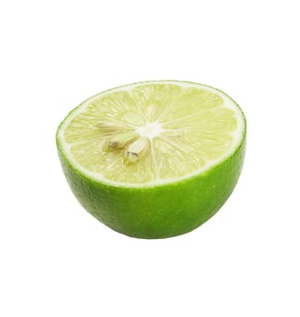 green fresh lime isolated over white background