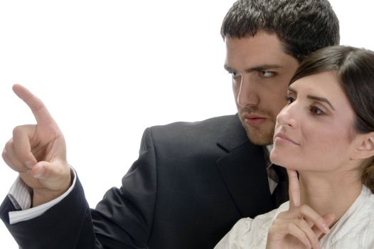 portrait of business couple on an isolated white background