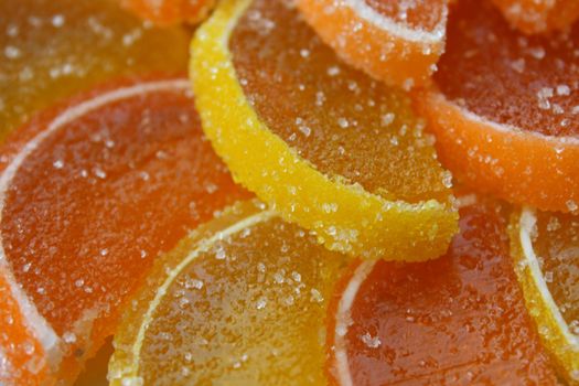 Close up of the different citrus slices.