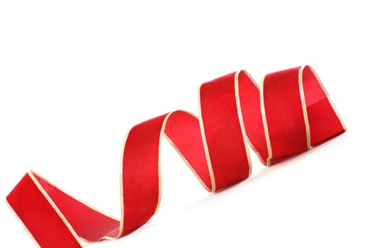 red and gold decorative ribbon, white background