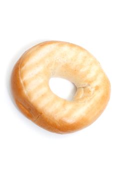 A single bagel isolated on white