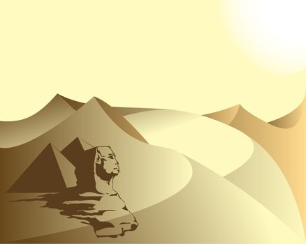 Egypt background with Sfinx and desert