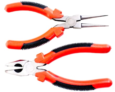 Two flat-nose pliers on a white background