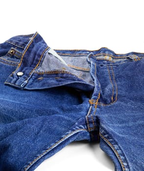 pair of bluejeans opened on white background