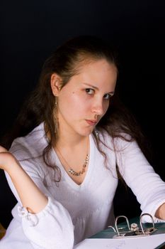 Female's portrait with letter