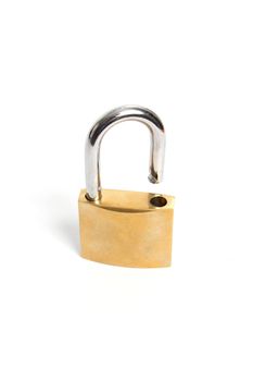An unlocked lock on white