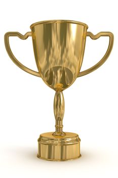 Gold cup of the winner. the 3D image.