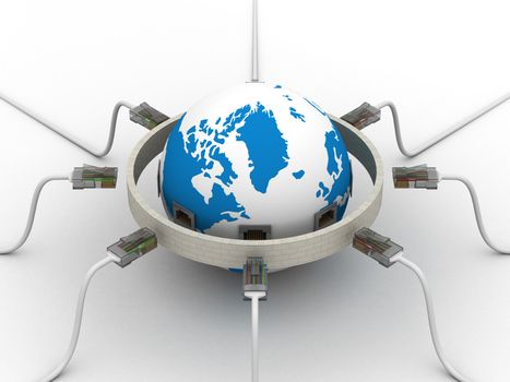 protected global network the Internet. 3D image.