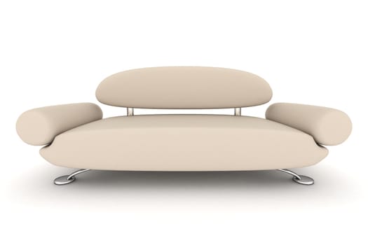 Isolated leather sofa. An interior. 3D image.