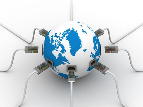 Global communication in the world. 3D image.