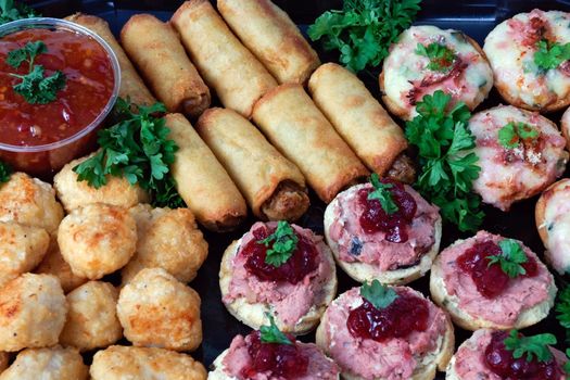 Business buffet lunch with various foods