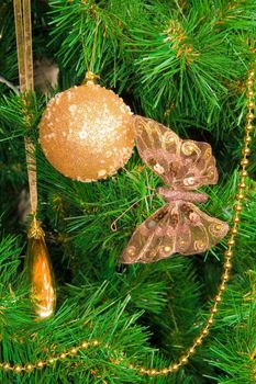 New Year's Tree Branch with baterfly and toy's